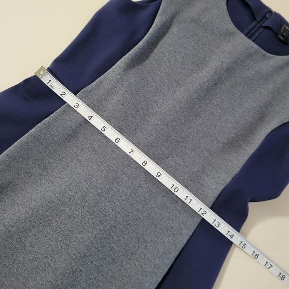 J. Crew Sleeveless Colorblock Navy & Gray Sheath Dress with Flounced Hemline - Picture 5 of 14